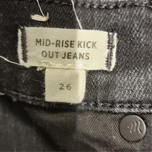 MADEWELL Black Rinse Wash Mid-Rise Kick Out Jeans Womens 26 Polished Casual Y2K - Picture 8 of 16